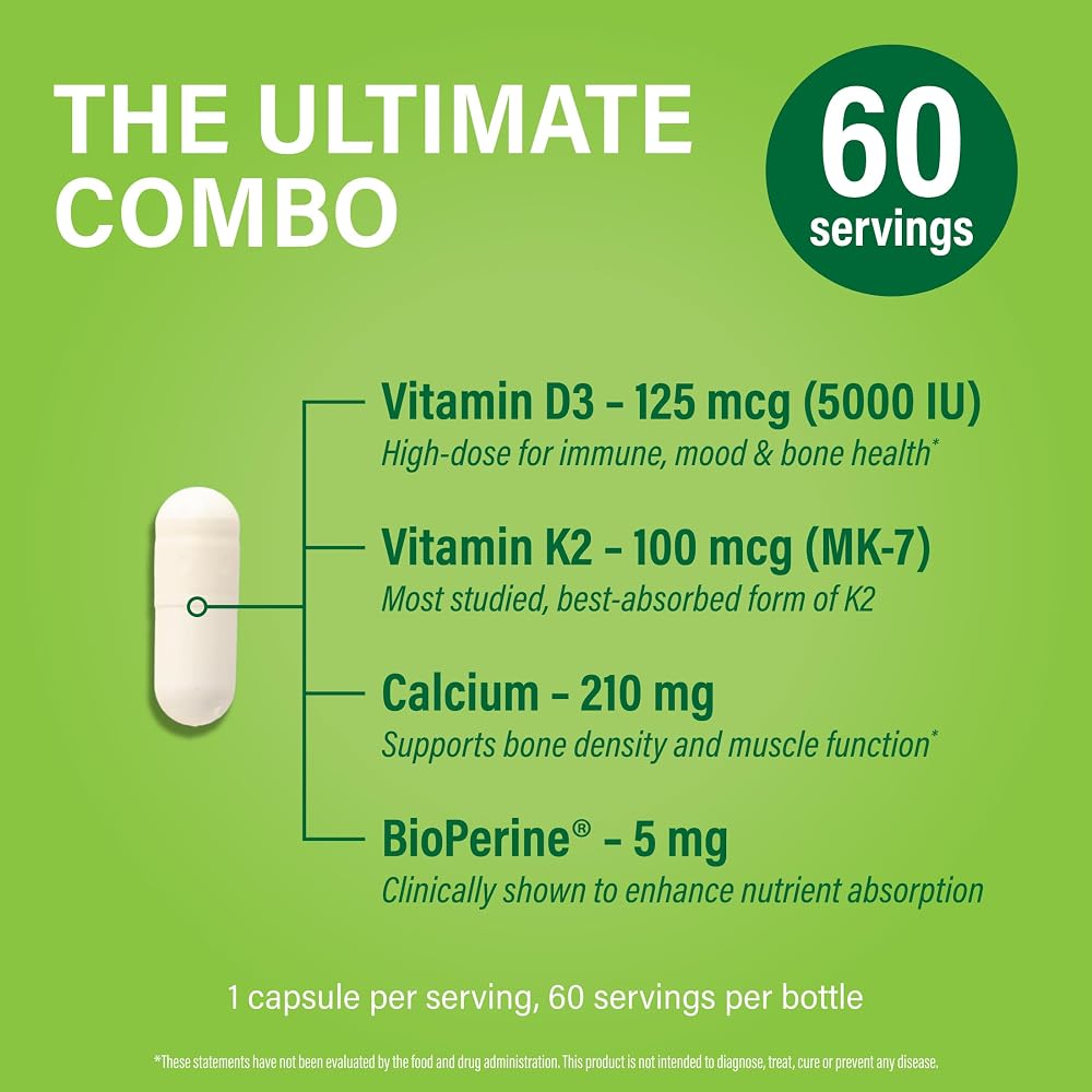 Noophoric Vitamin D3 K2 5000 IU - 60 Capsules - image 3