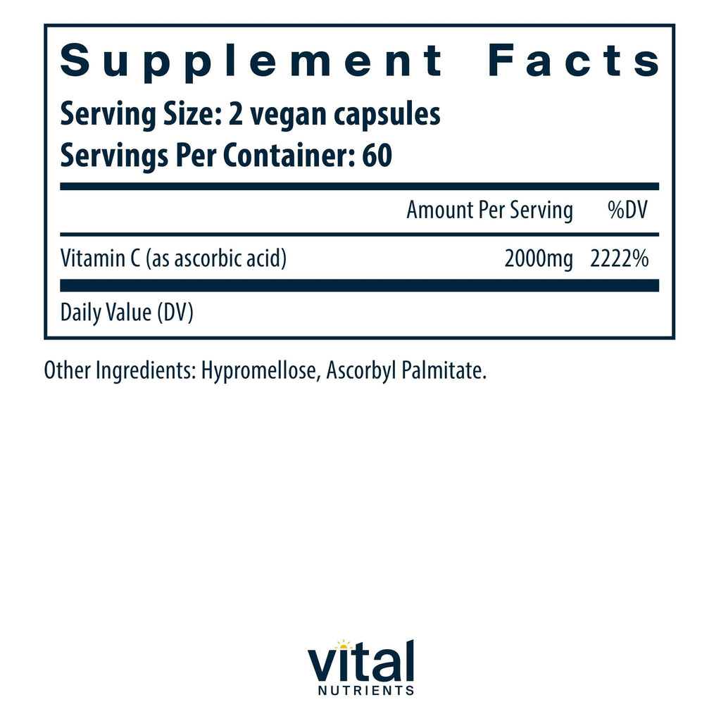 Vital Nutrients Vitamin C 1000mg Ascorbic Acid - 120 Capsules - image 2