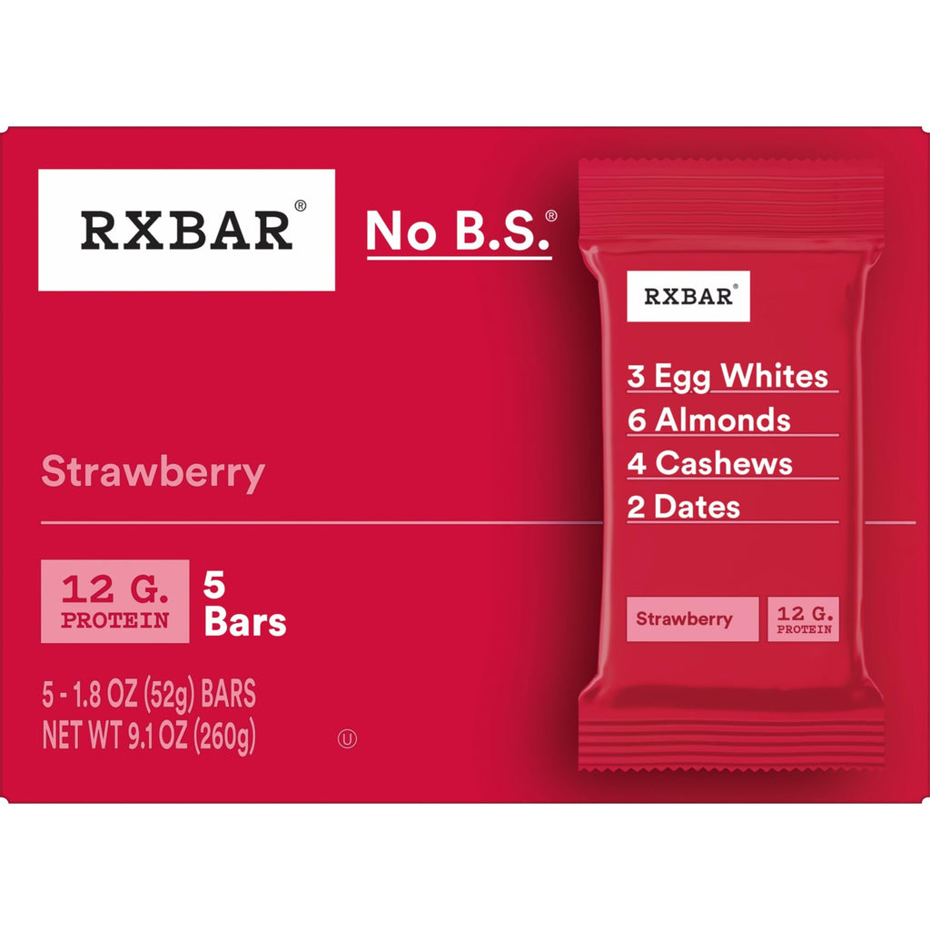 RXBAR Protein Bars, 12g Protein, Gluten Free Snacks, Strawberry, 22oz