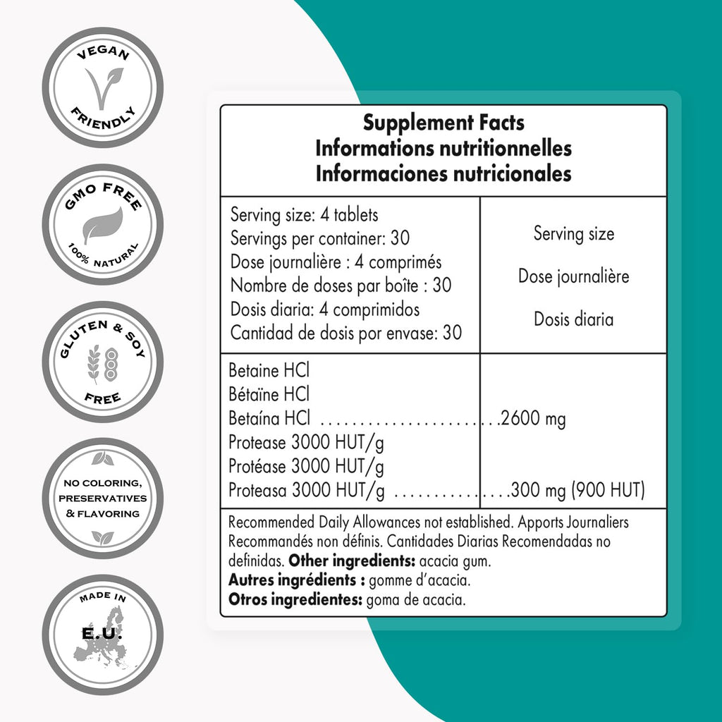 Supersmart Betaine HCI 2600 mg Digestive Support - 120 Tablets - image 4