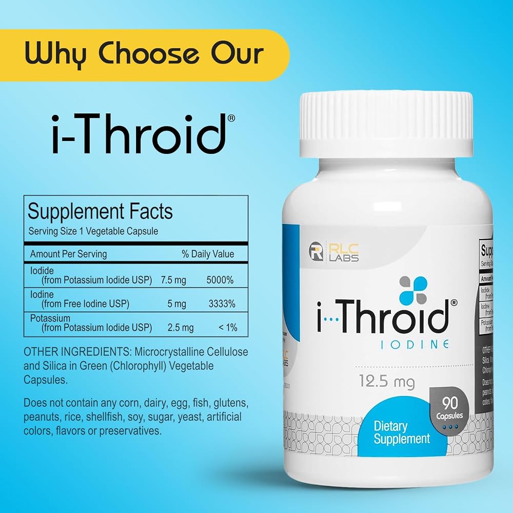 RLC Labs i-Throid 12.5 mg Thyroid Support - 90 Vegetarian Capsules - image 5