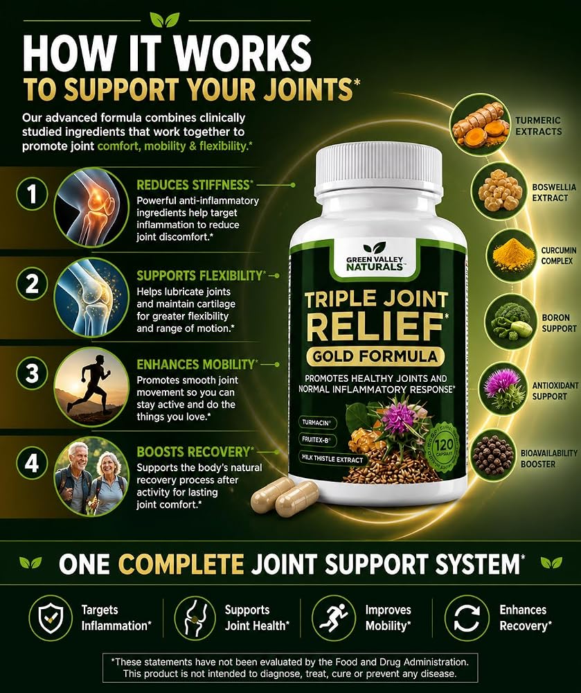 Green Valley Naturals Triple Joint Relief Gold - 120 Capsules - image 6