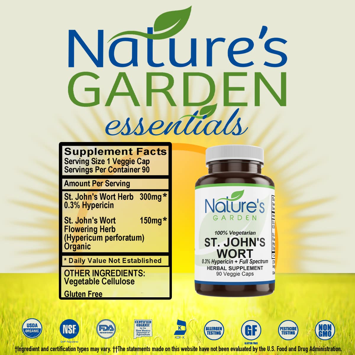 Nature's Garden Essentials St. John's Wort 450mg - 90 Vegetarian Capsules - image 2