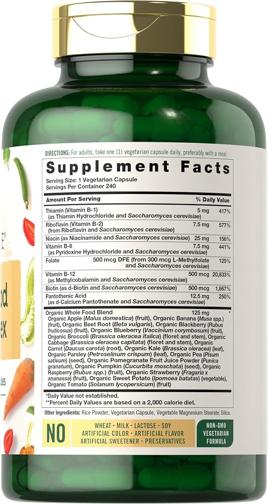 Carlyle Vitamin B Complex Whole Foods Blend - 240 Capsules - image 2