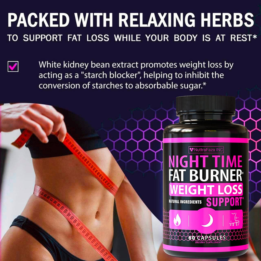 NuttraFaza Night Time Weight Loss Pills Fat Burner - 120 Capsules - image 2