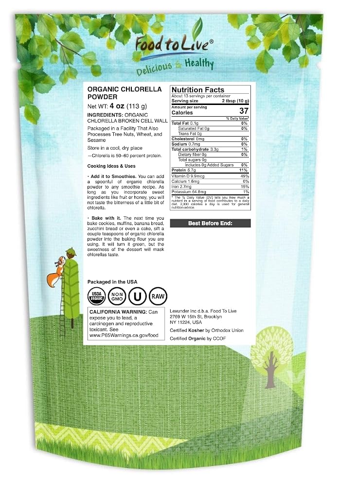 Food to Live Organic Chlorella Powder - 4 Ounces - image 2