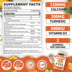 Nextdia Calcium Gummies with Turmeric for Women & Men - Calcium