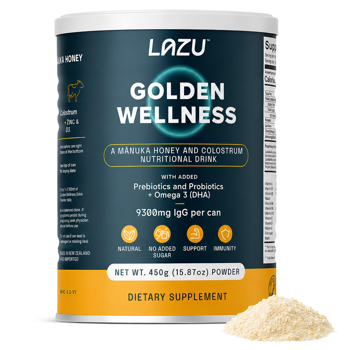 LAZU Golden Wellness Colostrum Powder with Manuka Honey - 450g