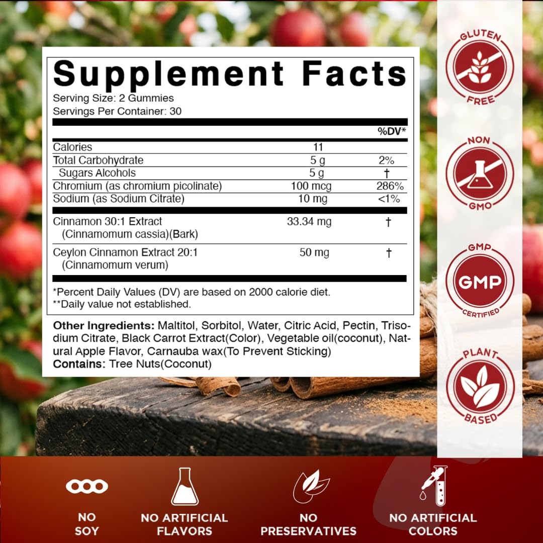 Vitamatic Cinnamon Chromium Gummies Sugar Free - 60 Gummies - image 2
