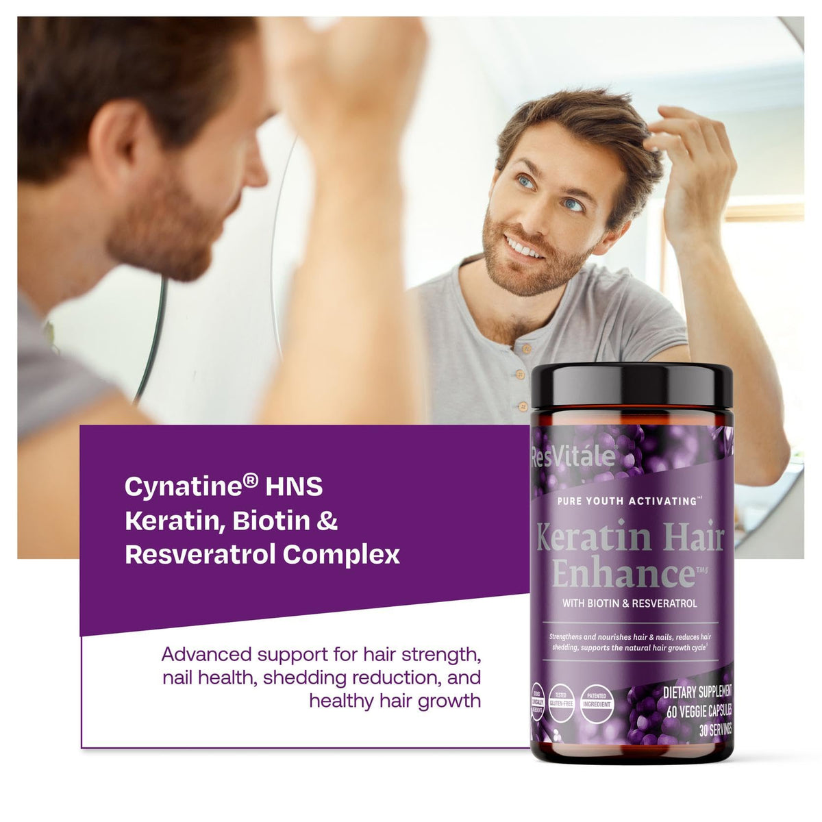 ResVitale Keratin Hair Enhance Supplement - 60 Capsules - image 5