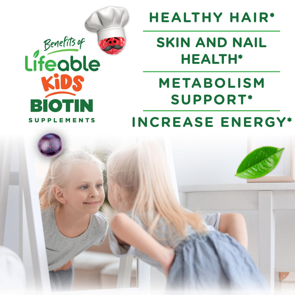 Lifeable Kids Biotin Gummies for Hair Growth 5000 mcg - 90 Count - image 3