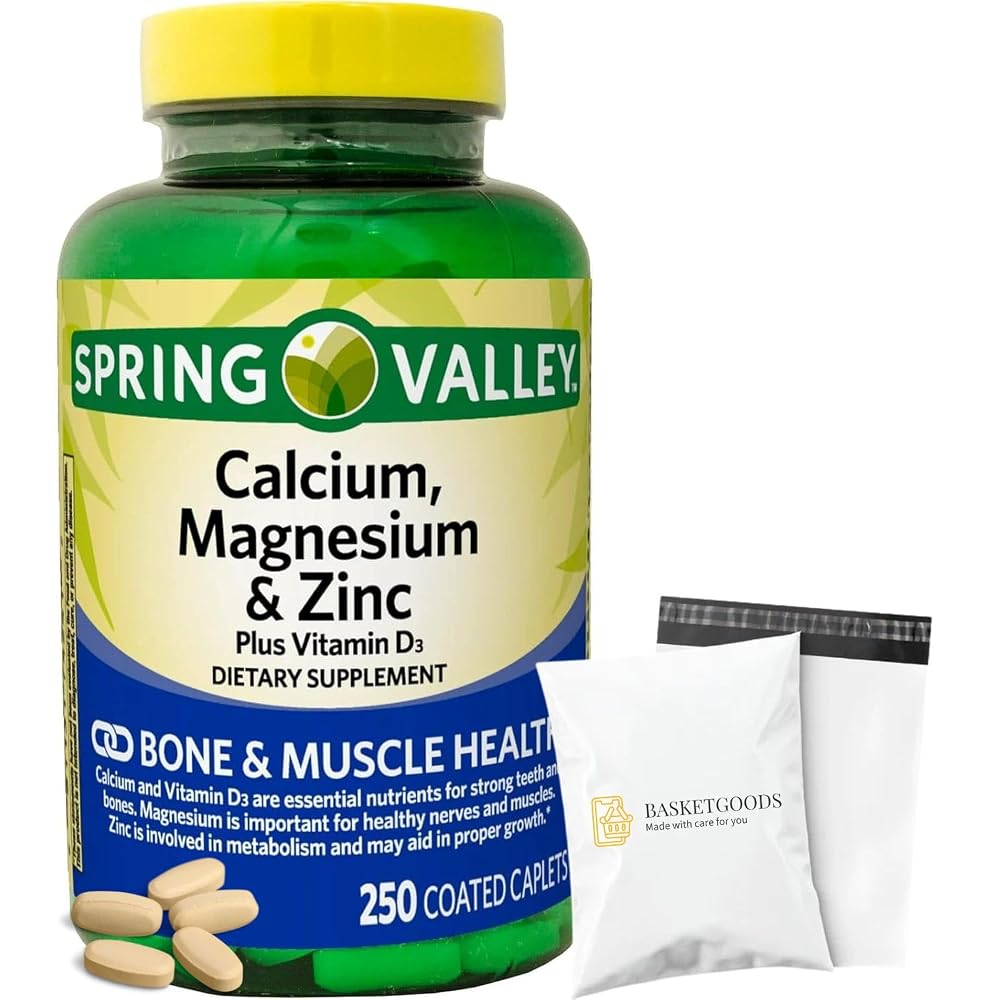 BASKETGOODS Calcium Magnesium Zinc Vitamin D3 - 250 Caplets