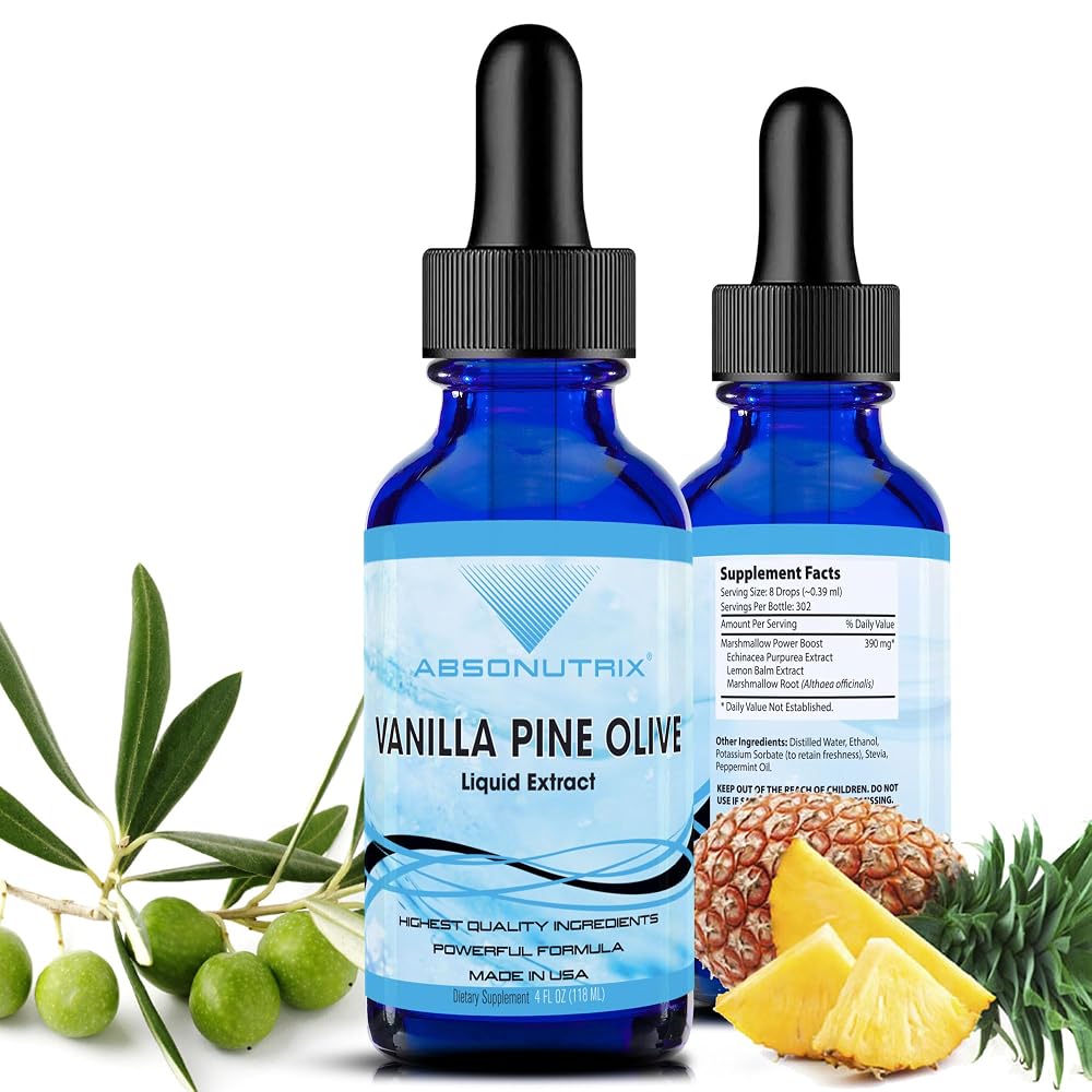 Absonutrix Vanilla Pine Olive Leaf Liquid Extract 390 mg - 4 FL OZ