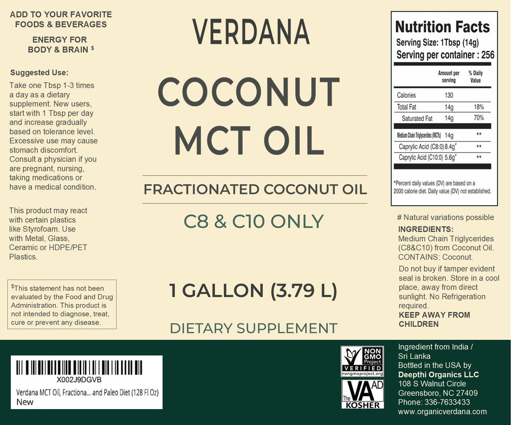 Verdana MCT Oil Fractionated 100% Coconut - 128 Fl Oz - image 7