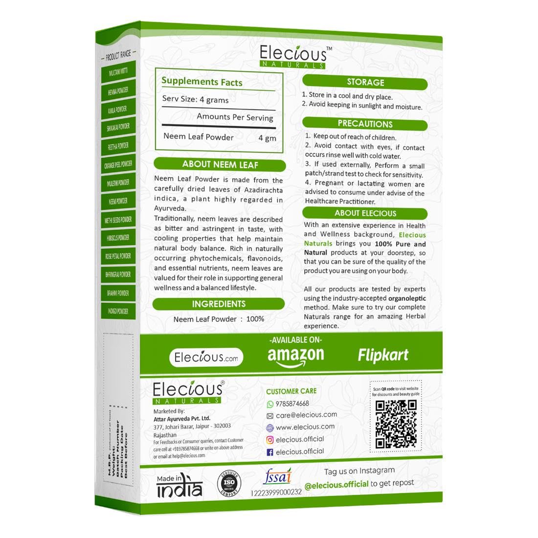 Elecious 100% Natural Neem Powder - 200g - image 2