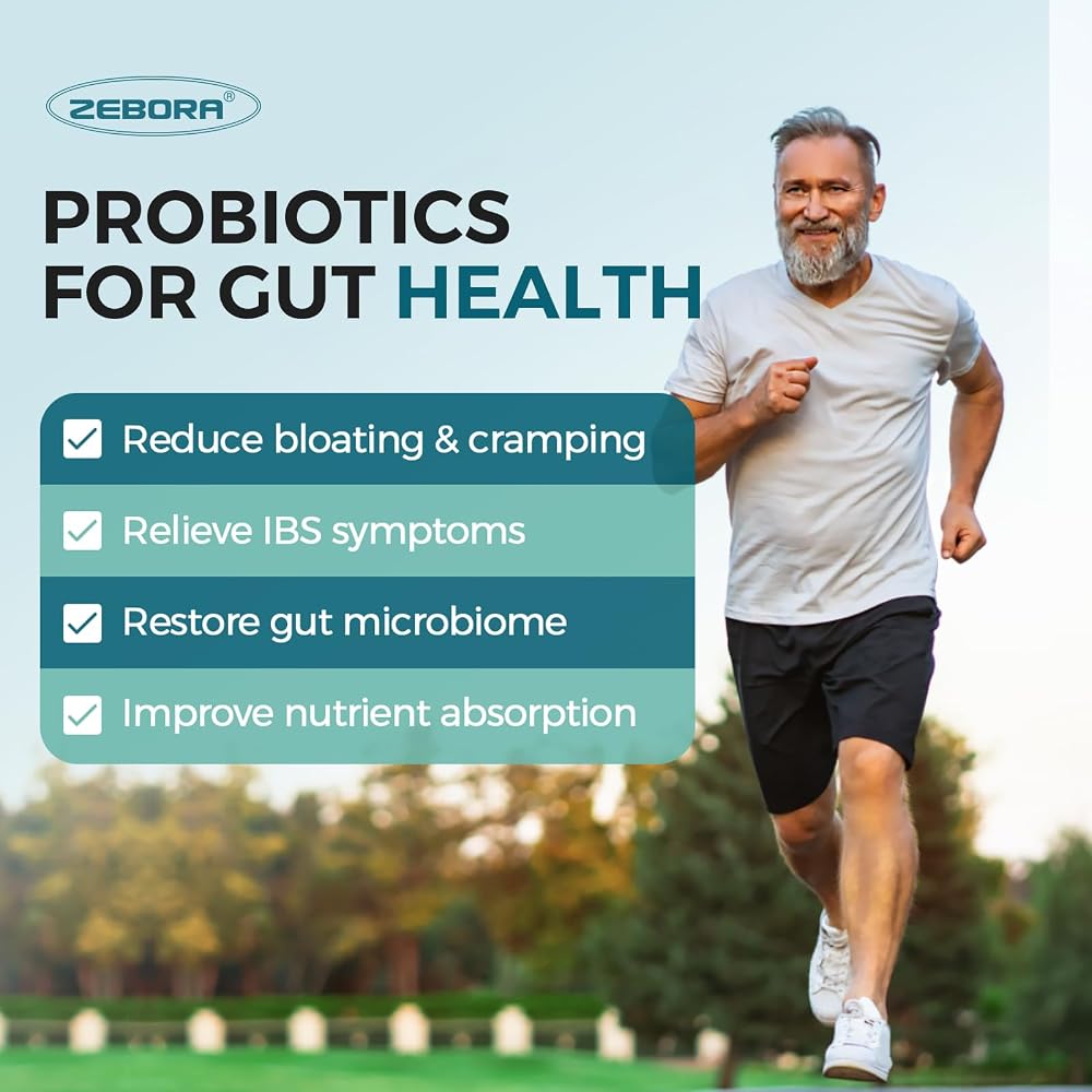 ZEBORA Probiotics for Men Digestive Health 60 Billion CFU - 90 Tablets - image 4