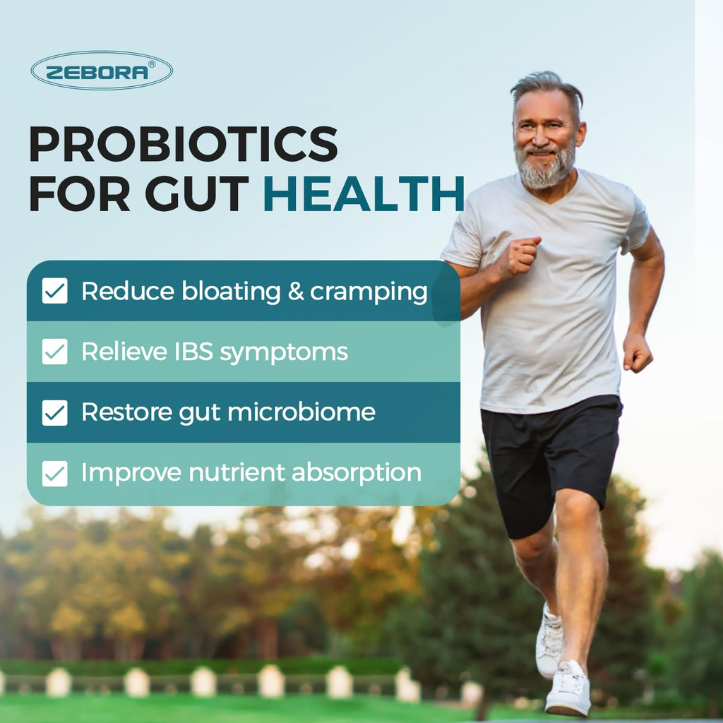ZEBORA Probiotics for Men Digestive Health 60 Billion CFU - 90 Tablets - image 4