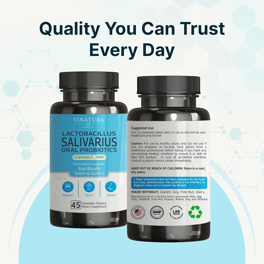 VINATURA Lactobacillus Salivarius Oral Probiotics - 45 Tablets - image 8