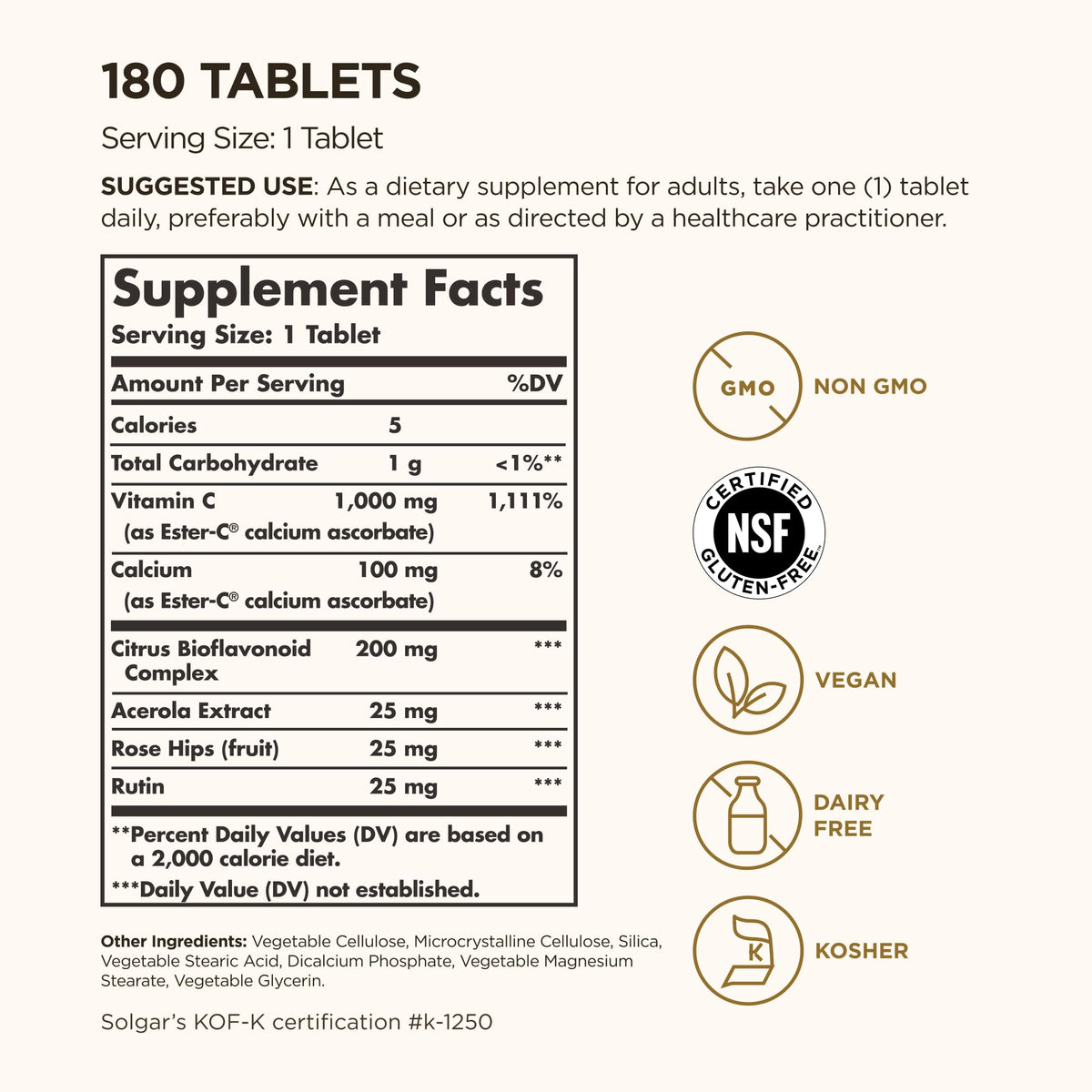 Solgar Ester-C Plus 1000 mg Vitamin C (Ascorbate Complex)