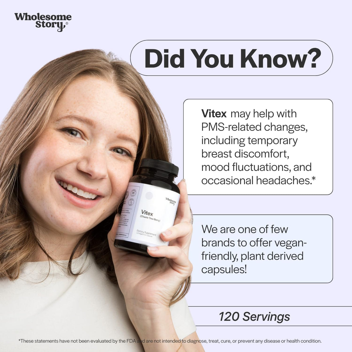 Wholesome Story Vitex Chasteberry Supplement for Women - 120 Capsules - image 5
