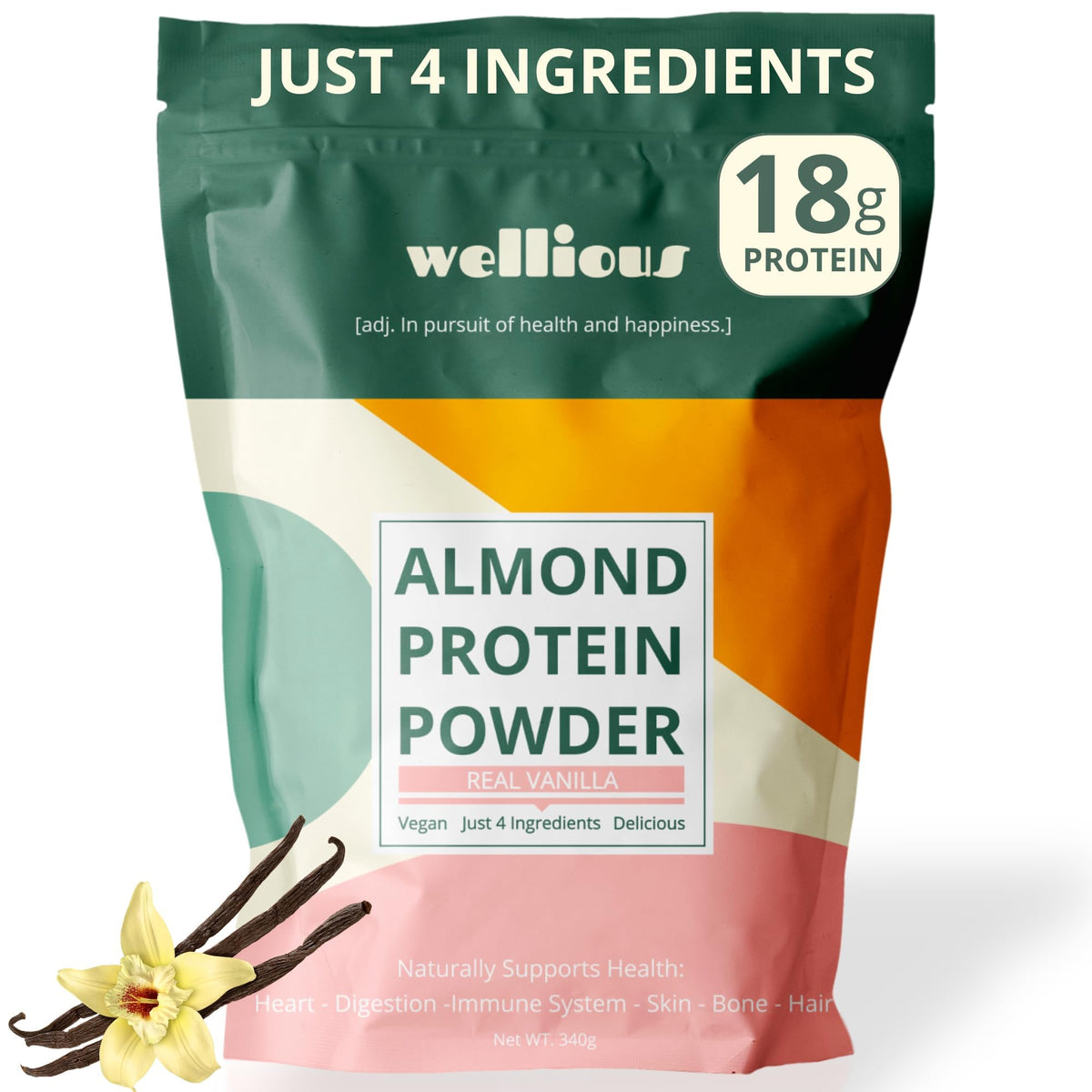 wellious Almond Protein Powder (Vanilla)