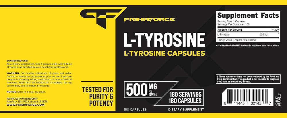 Primaforce L-Tyrosine 500 mg - 180 Capsules - image 5