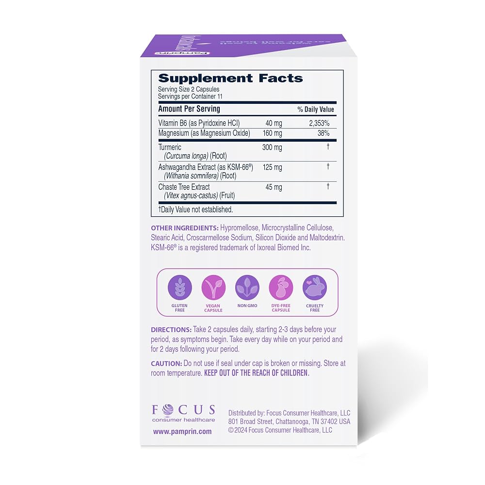 Pamprin Botanicals PMS & Period Support Supplement - 22 Capsules - image 6
