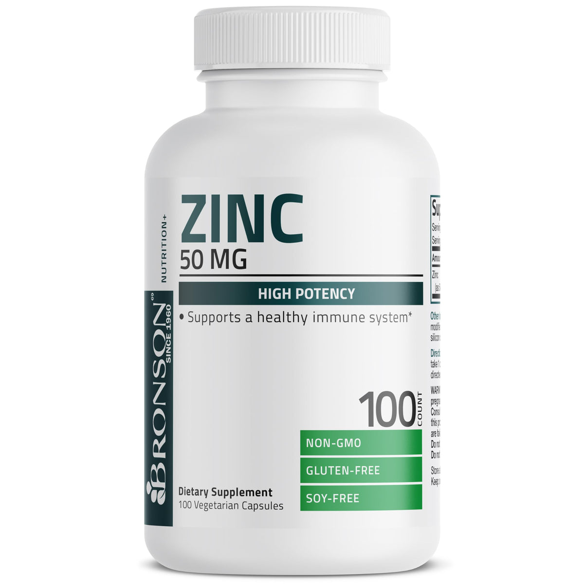 Bronson Zinc Complex 50 mg - 100 Vegetarian Capsules - image 3