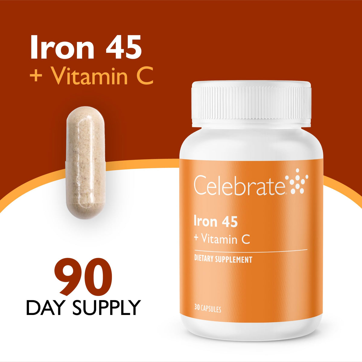 Celebrate Vitamins Iron Supplement with Vitamin C - 90 Capsules - image 2