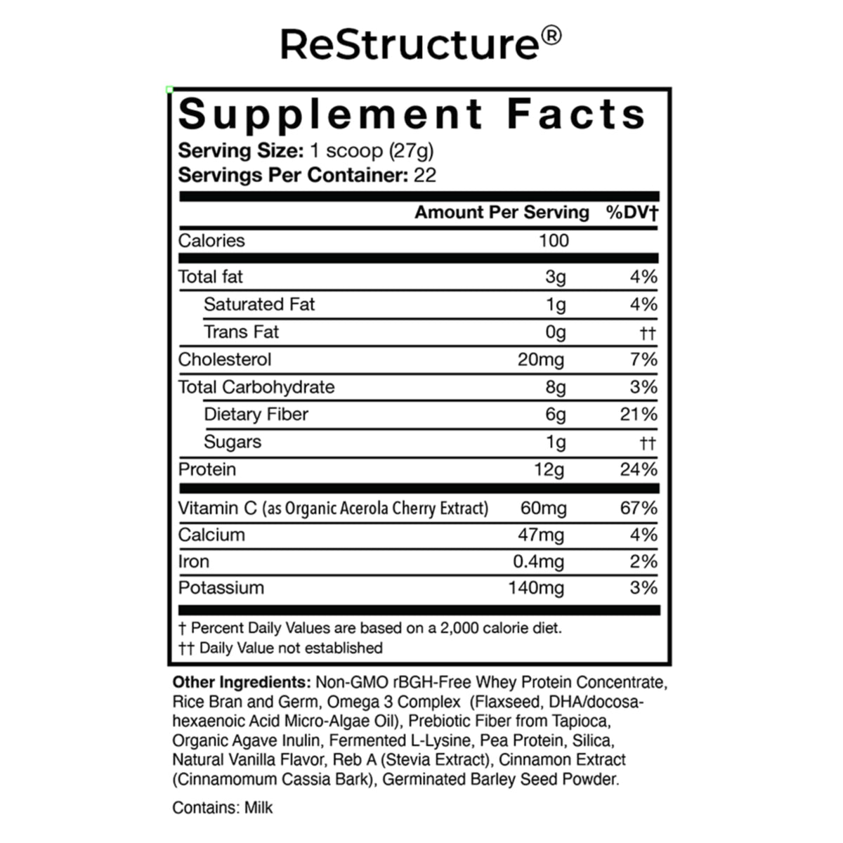 RnA ReSet ReStructure Whey Protein Powder Vanilla - 594g - image 2