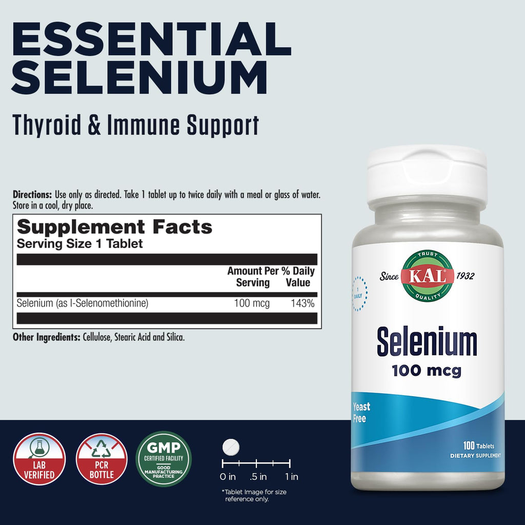 KAL Selenium Yeast Free Tablets 100 Mcg - 100 Count - image 2