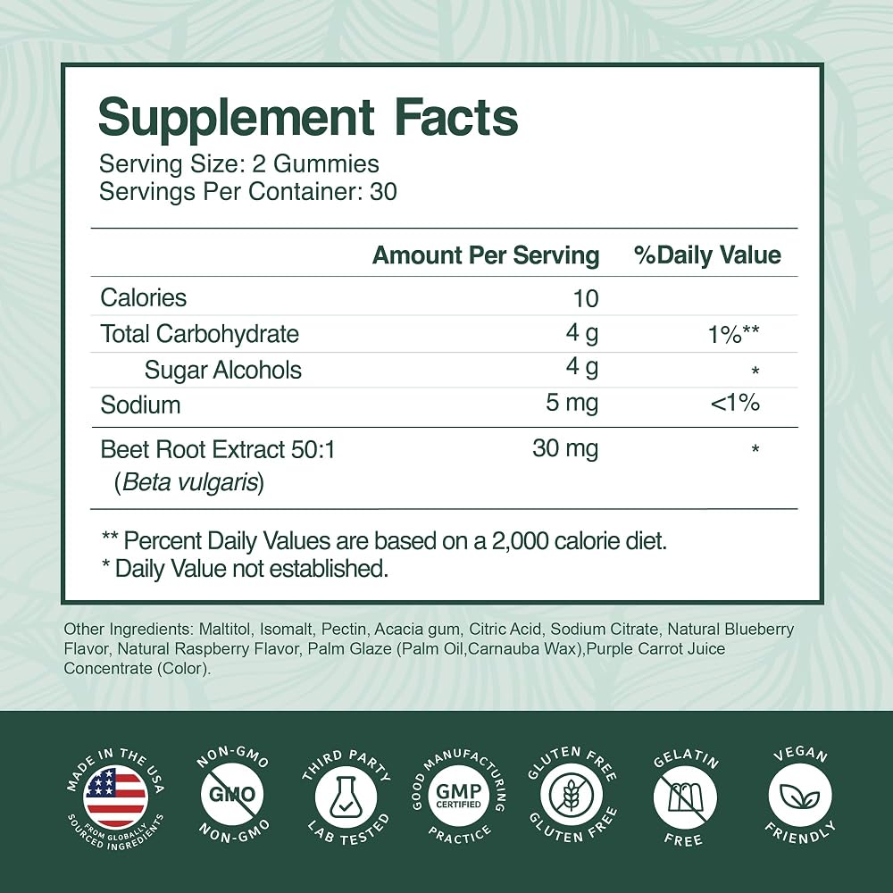 PurePremium Beet Root Gummies 50:1 Extract - 60 Gummies - image 8