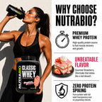 NutraBio Classic Whey Protein Powder Supplement - 25g of Protein Per