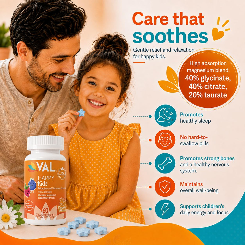 VAL Chewable Magnesium for Kids Relaxation and Calm Formula High