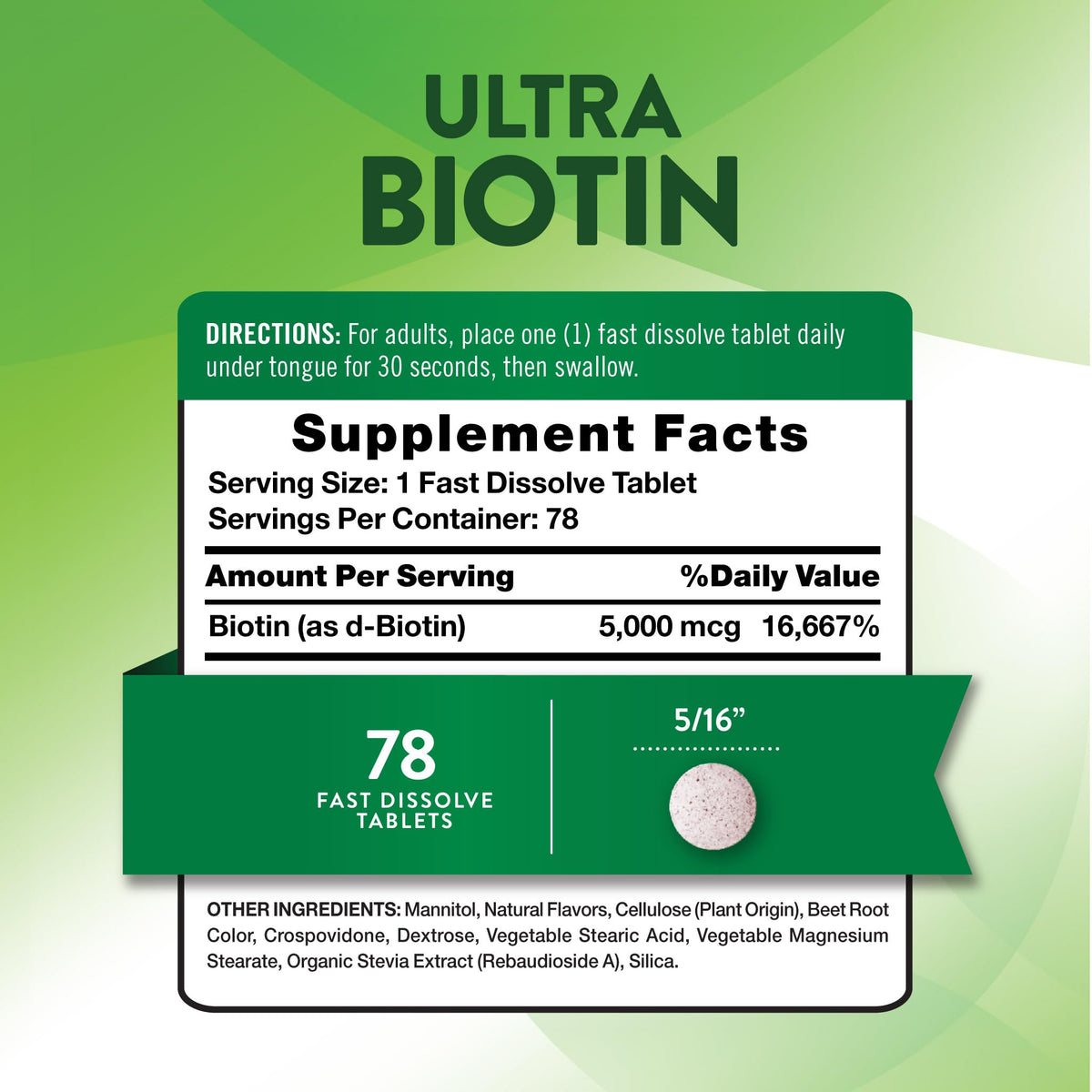 Nature's Truth Biotin 5000 mcg - 78 Tablets - image 2