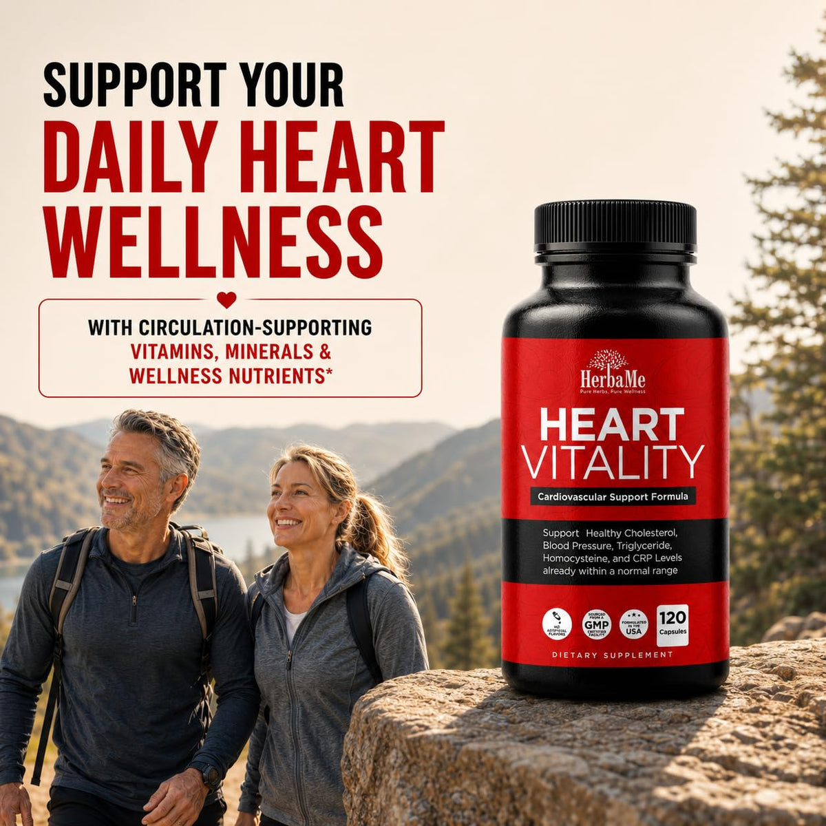 HerbaMe Heart Health Supplement for Circulation Support - 120 Capsules - image 2