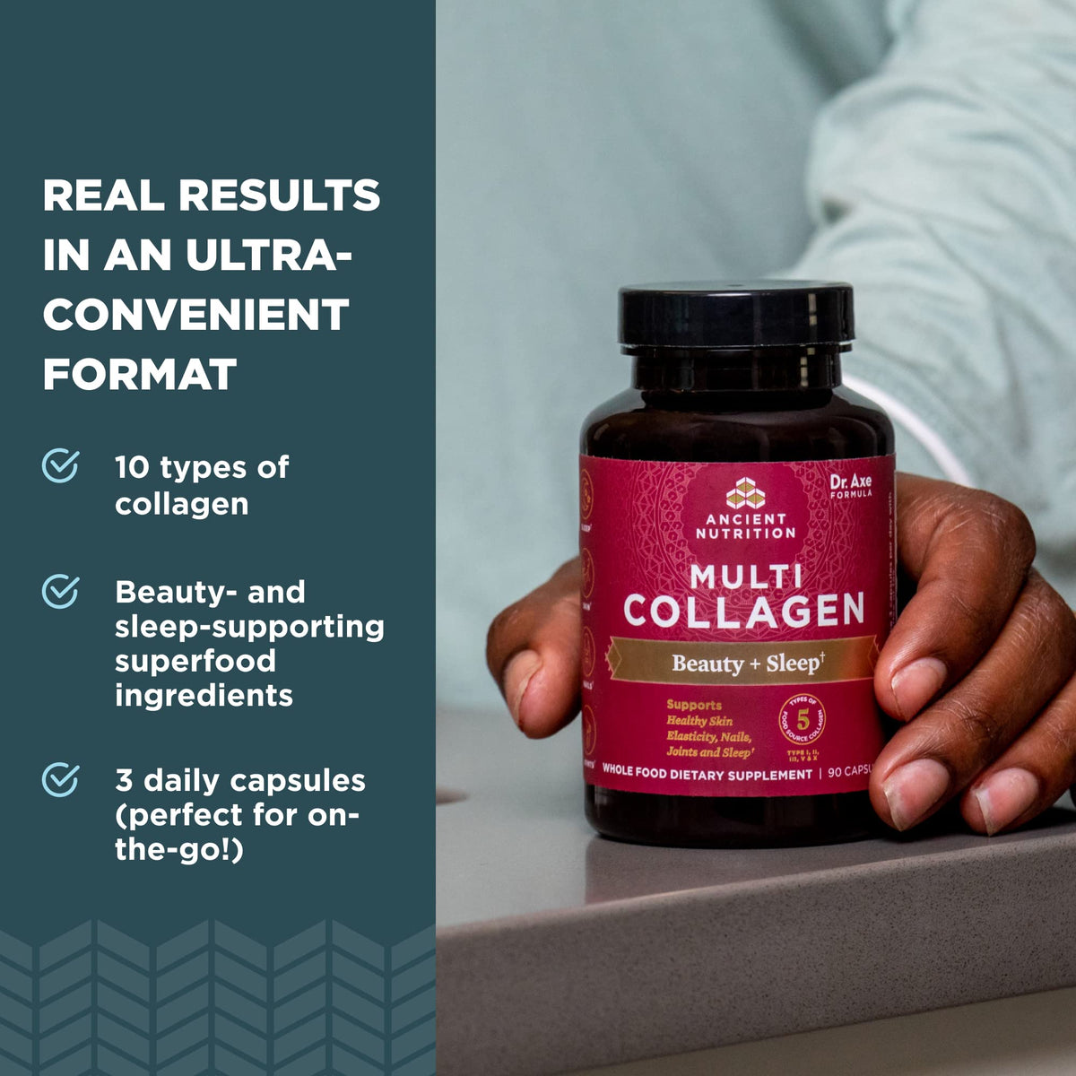 Ancient Nutrition Multi Collagen Peptides Capsules for Beauty & Sleep - image 3