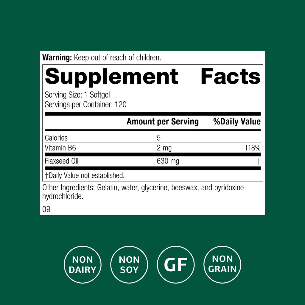 Standard Process Flax Oil with B6 Hormone & Nerve Support - 120 Softgels - image 2