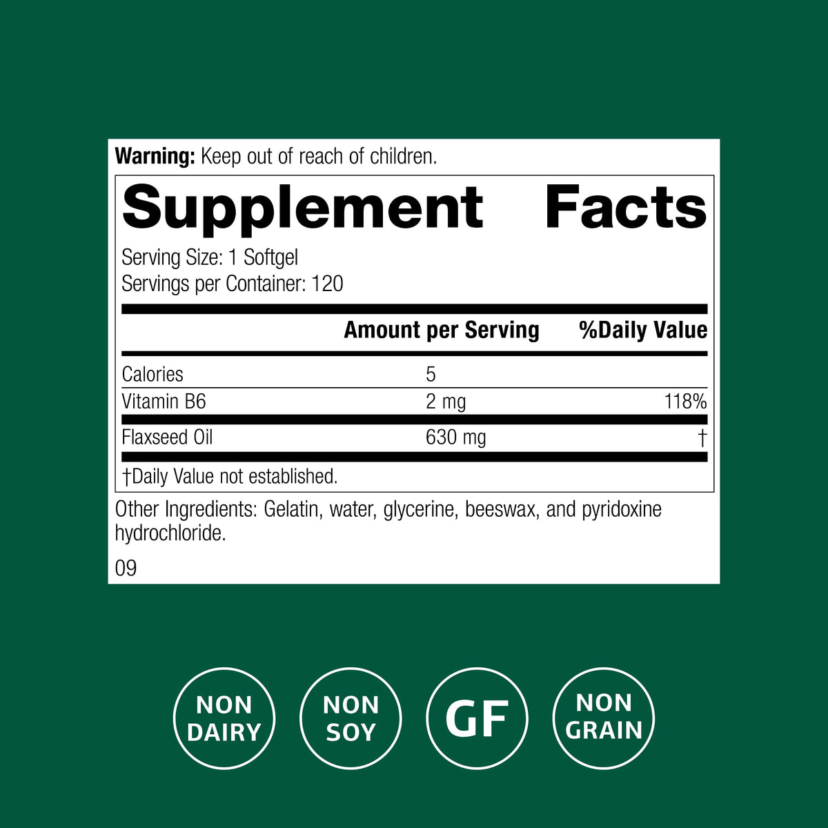 Standard Process Flax Oil with B6 Hormone & Nerve Support - 120 Softgels - image 2