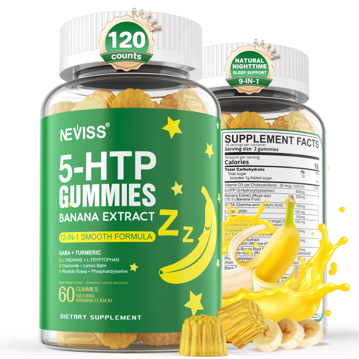 NEVISS 5-HTP Gummies, Melatonin Free Gummies