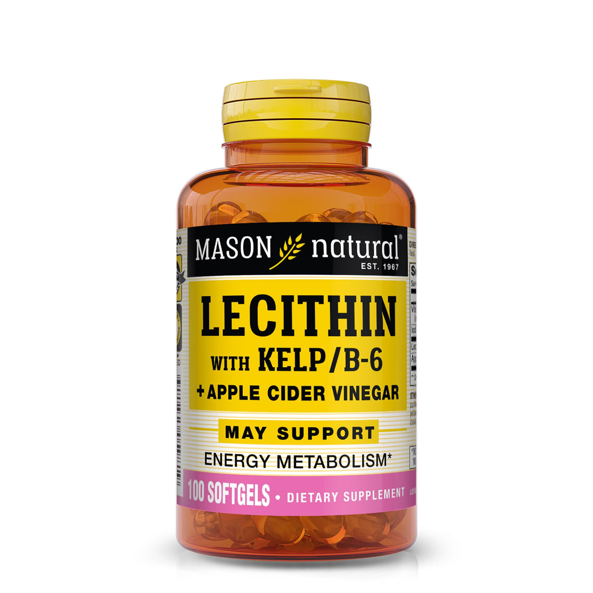 Mason Natural Lecithin with Kelp, B6 & Apple Cider Vinegar - 100 Softgels