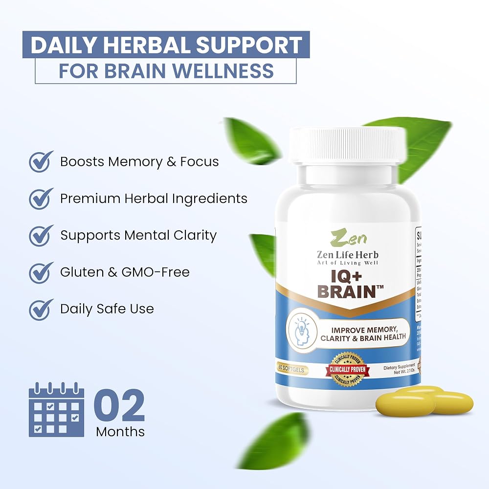 ZEN LIFE HERB IQ+ Brain Herbal Supplement - 60 Softgels - image 3