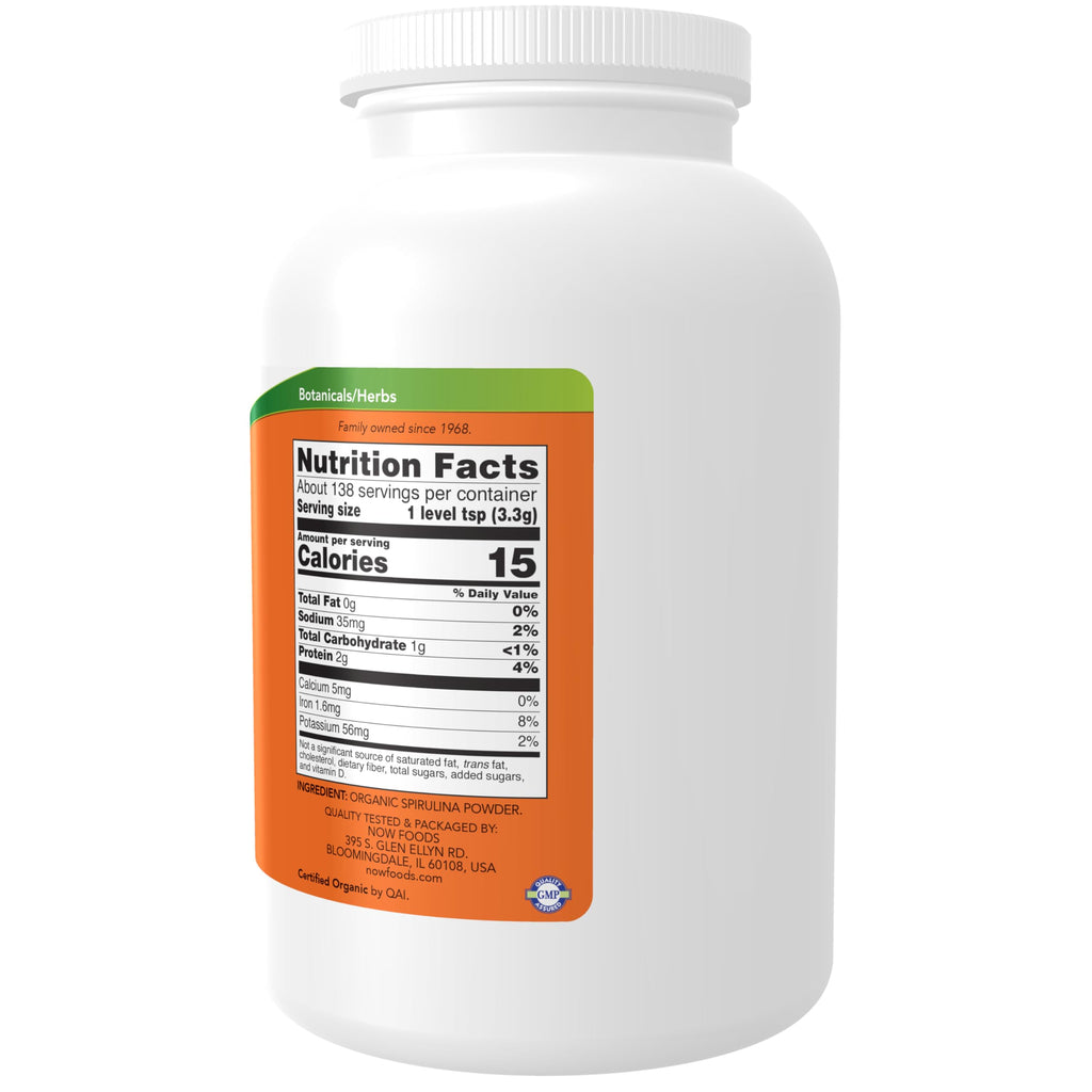 Now Supplements, Certified Organic, Spirulina Powder, Rich
