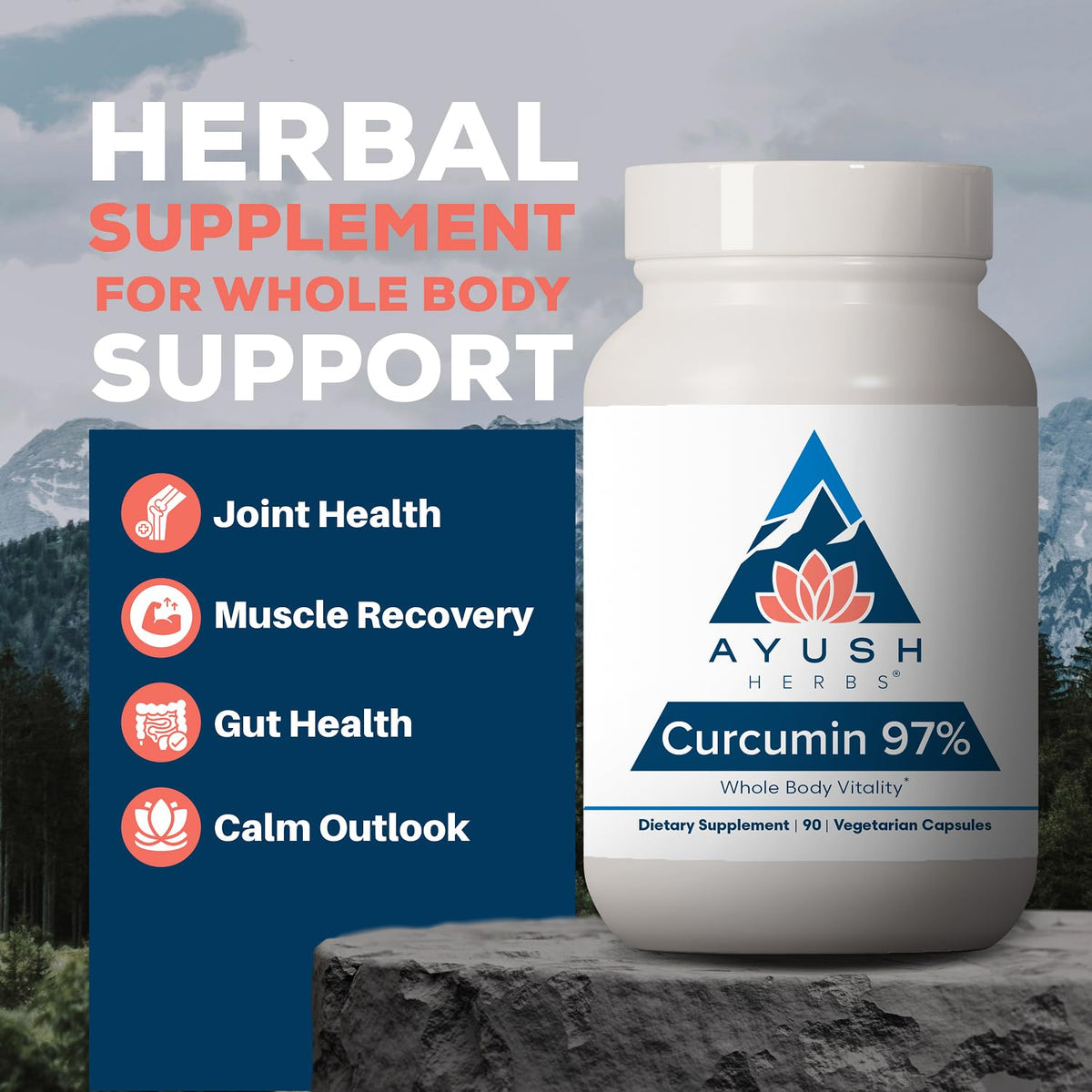Ayush Herbs Curcumin 97% Turmeric Supplement - 90 Capsules - image 2