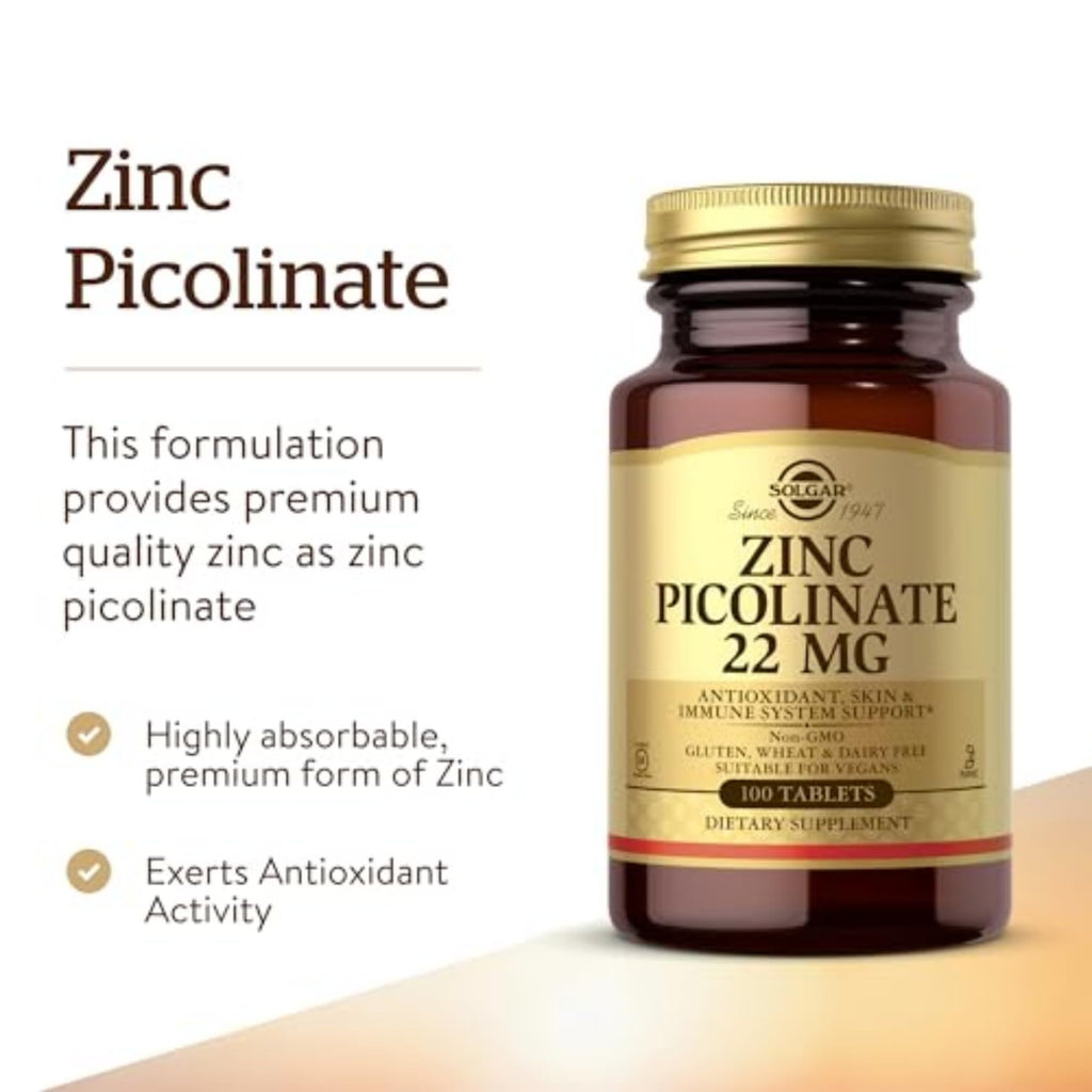 Solgar Zinc Picolinate 22 mg Immune Support - 100 Tablets - image 2