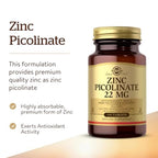 Solgar Zinc Picolinate 22 mg Immune Support - 100 Tablets - image 2