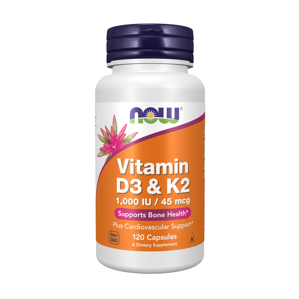 NOW Foods Vitamin D-3 & K-2 - 120 Vegetarian Capsules