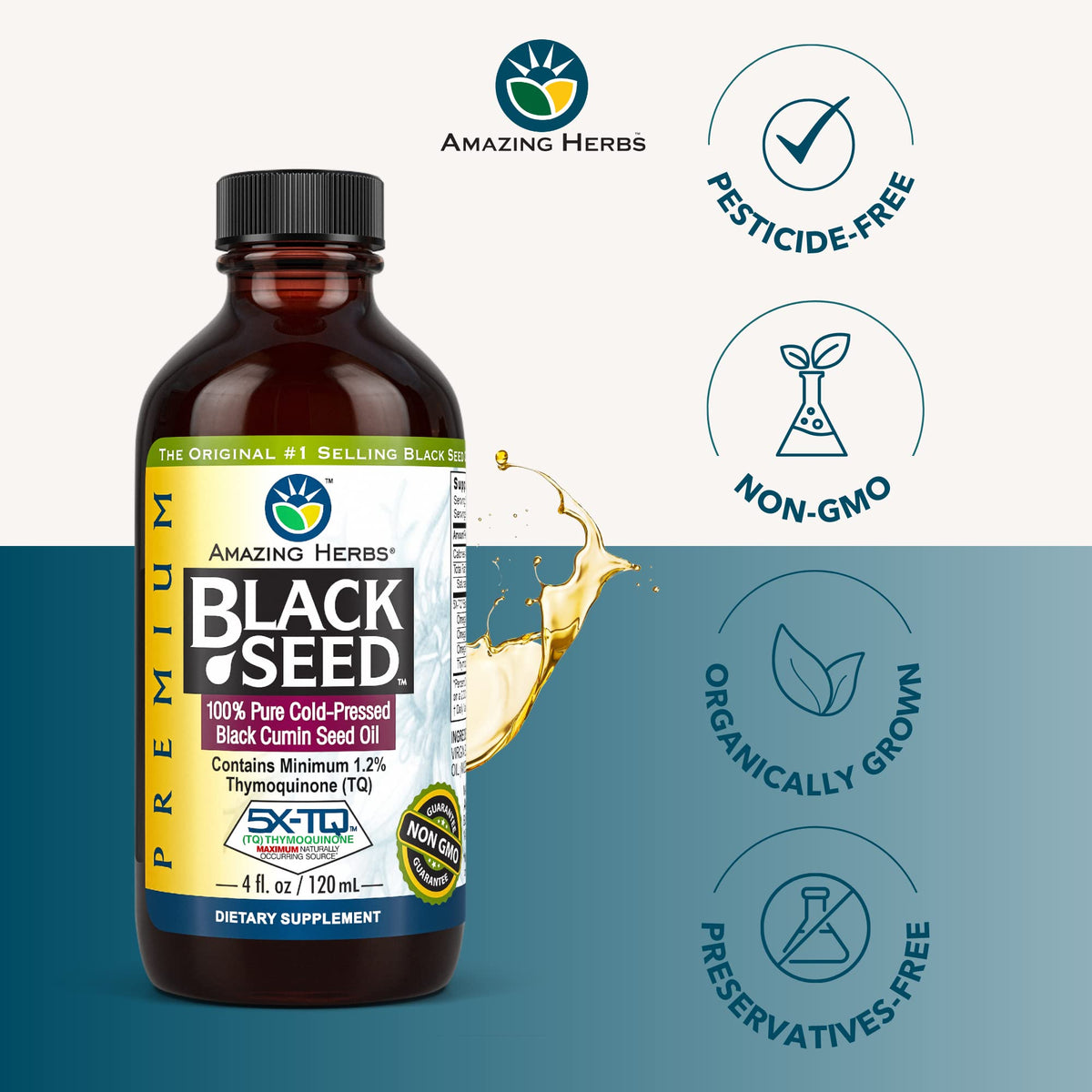 Amazing Herbs Premium Black Seed Oil - Gluten Free - image 3