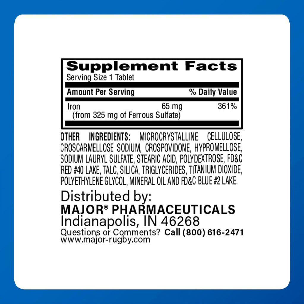 MAJOR Ferosul Ferrous Sulfate 325mg Iron Supplement - 300 Tablets - image 6
