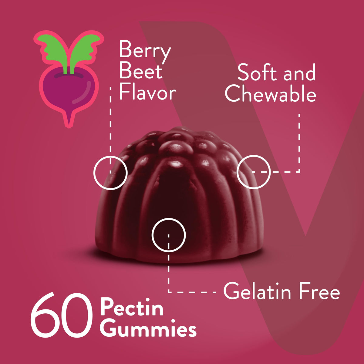 Viteey Beet Root Gummies 4000mg with Tart Cherry - 60 Gummies - image 3